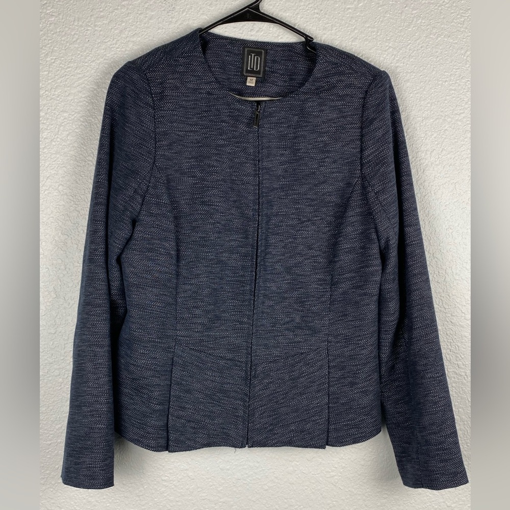 LTD The Limited Blue Blazer jacket with Textured Fabric zip front size M